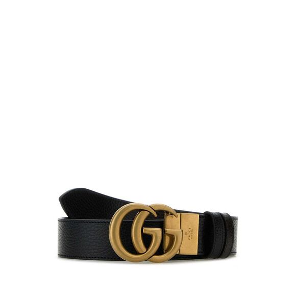 Gucci Men Black Leather Reversible Gg Belt